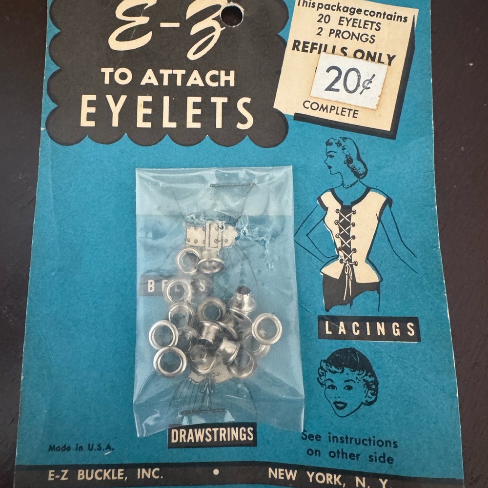 Vintage 1950’s E-Z Eyelets sewing supplies new in packaging vintage sewing items